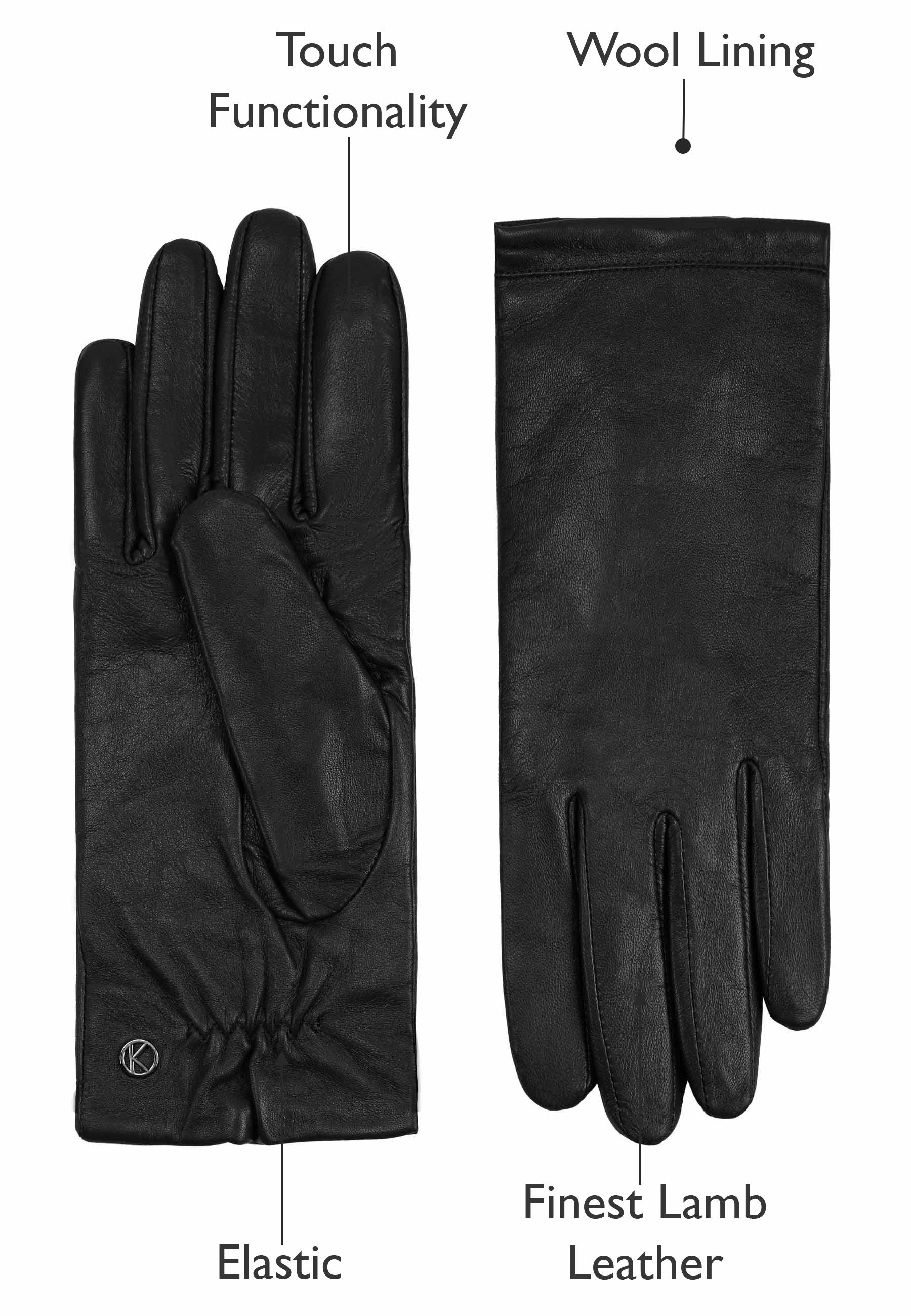 Kessler CHELSEA Lederhandschuh Damen schwarz Leder Kessler CHELSEA Lederhandschuh Damen schwarz Leder
