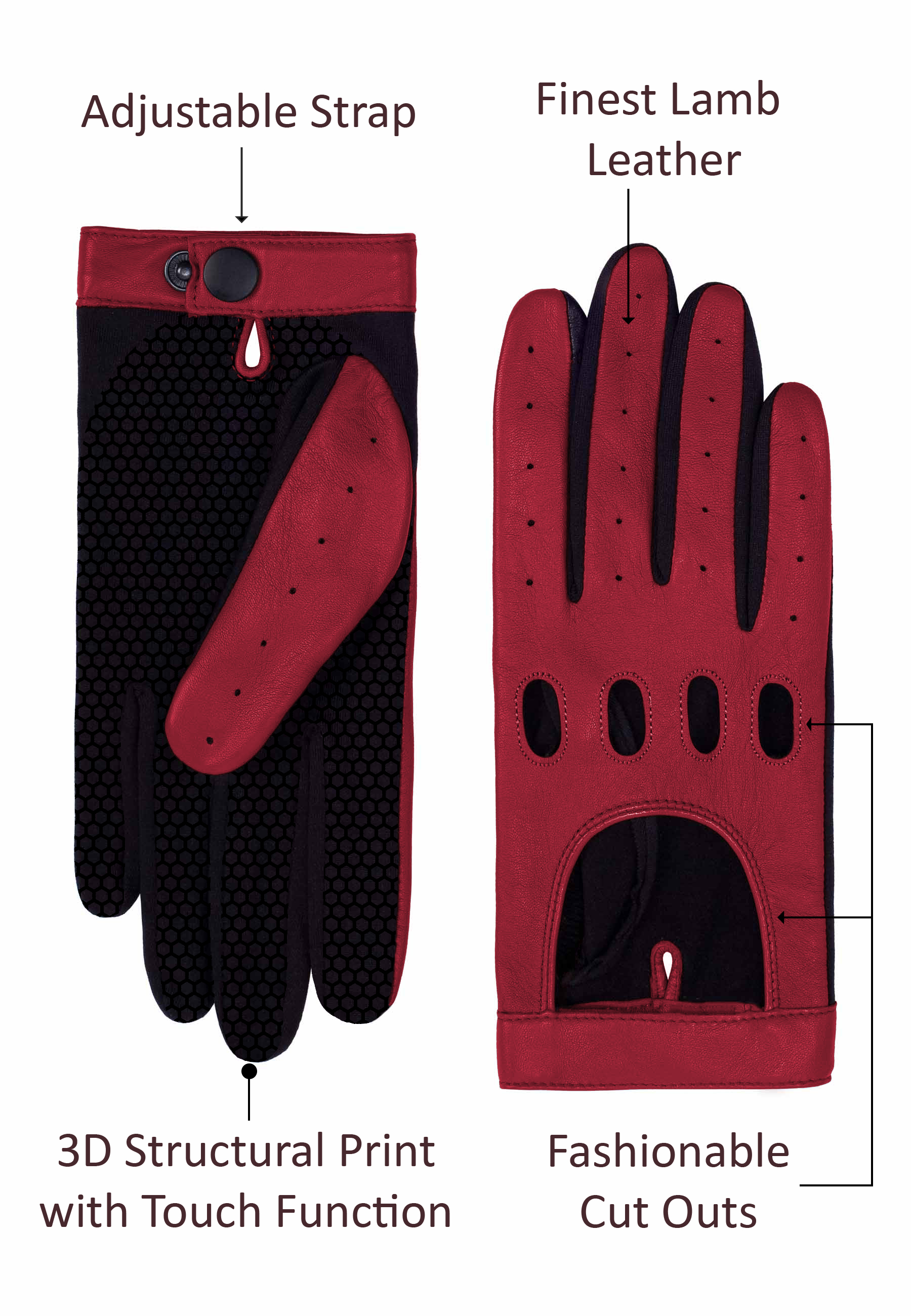 Kessler Mia Drivers Glove Lederhandschuh Damen crimson red Leder Kessler Mia Drivers Glove Lederhandschuh Damen crimson red Leder