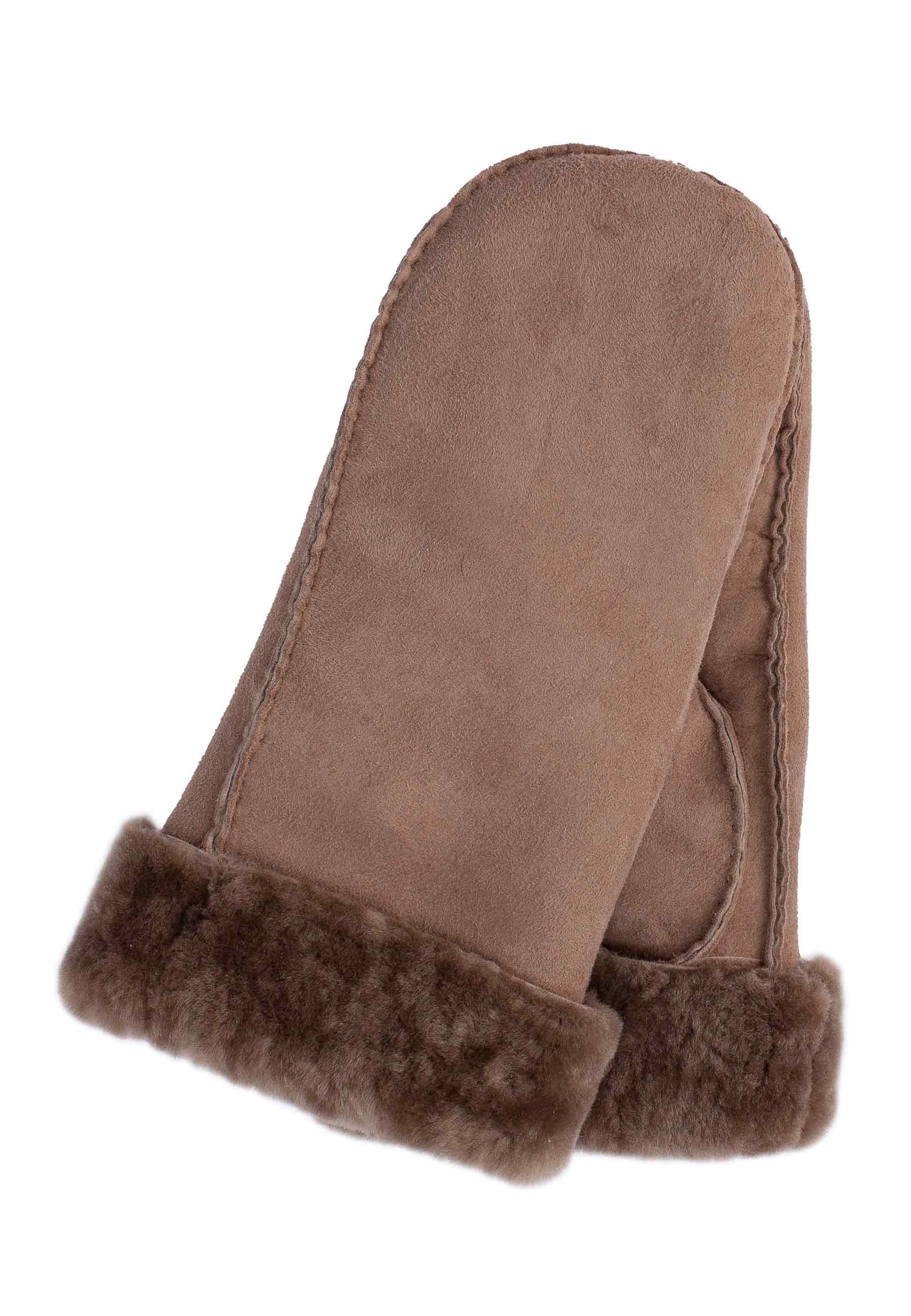 Kessler GRIT Fäustlinge Damen nougat Merino Lammfell